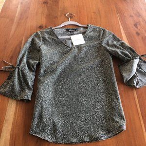 Ellen Tracy 3/4 Sleeve Blouse Green/Black  Sz S -‎ NWT